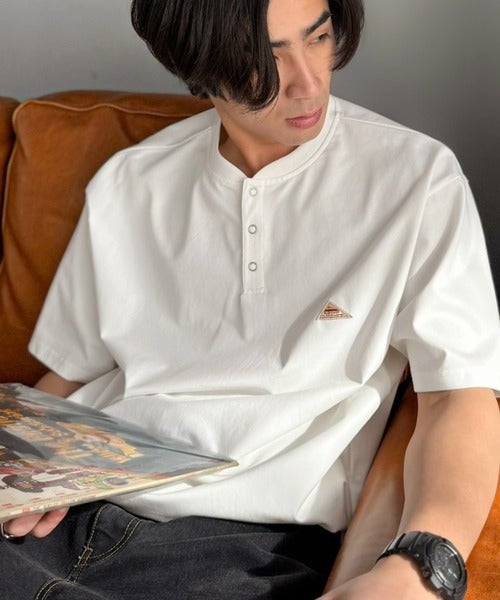 Classical Elf《JaVaジャバコラボ》【接触冷感機能付き】315gヘビーウェイト素材 裾ドロスト付き リングドット釦 ヘンリーネックTシャツ商品画像-12