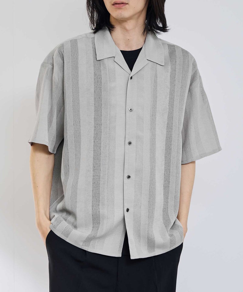 URBAN COLLECTION ストライプ 無地オープンカラーシャツ メンズ商品画像-3