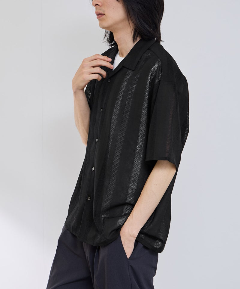 URBAN COLLECTION  ストライプ 無地オープンカラーシャツ メンズ商品画像-4