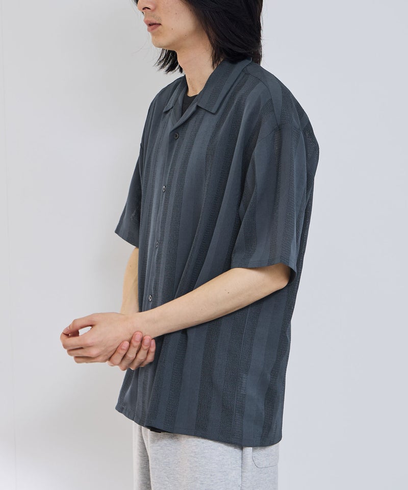 URBAN COLLECTION ストライプ 無地オープンカラーシャツ メンズ商品画像-7