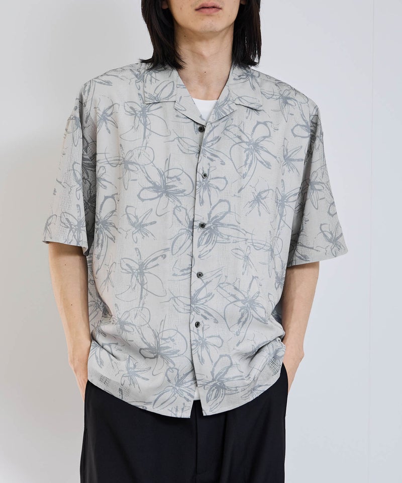 URBAN COLLECTION ストライプ 総柄オープンカラーシャツ メンズ商品画像-2