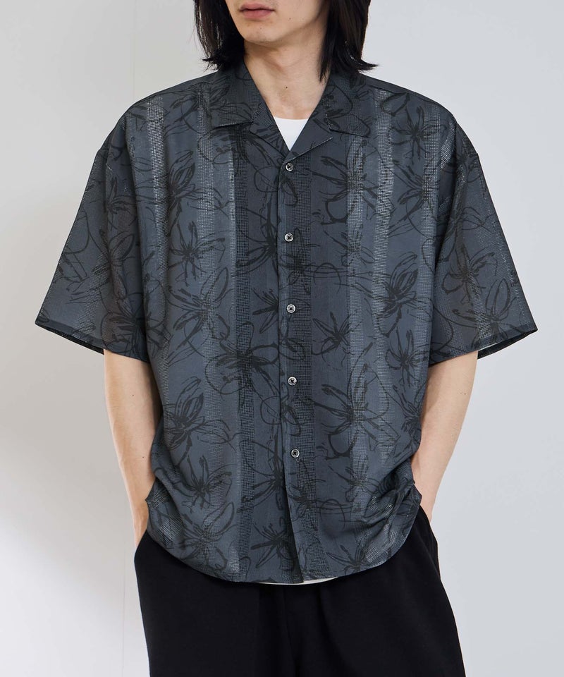 URBAN COLLECTION ストライプ 総柄オープンカラーシャツ メンズ商品画像-3