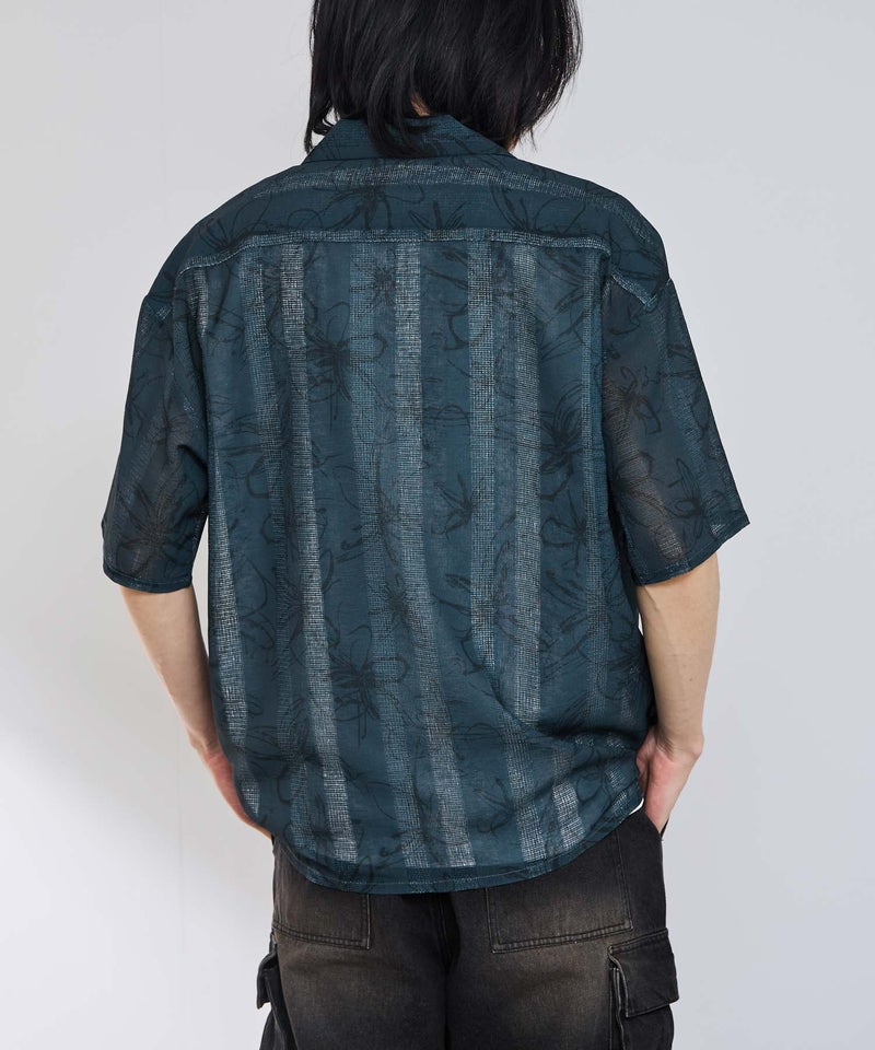 URBAN COLLECTION ストライプ 総柄オープンカラーシャツ メンズ商品画像-5