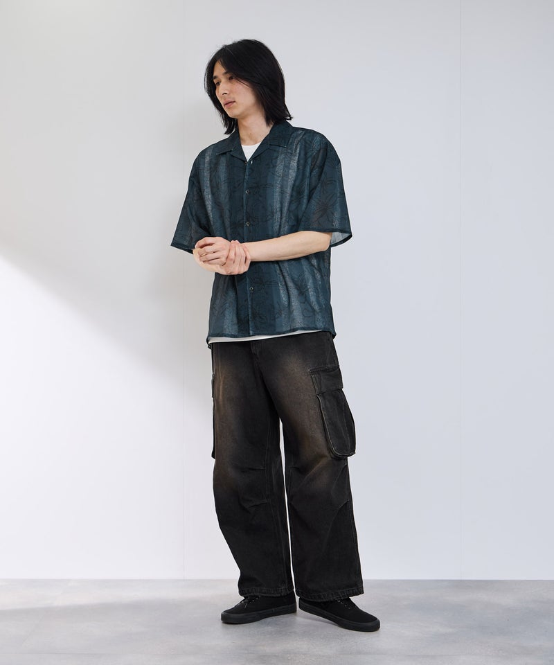 URBAN COLLECTION ストライプ 総柄オープンカラーシャツ メンズ商品画像-6