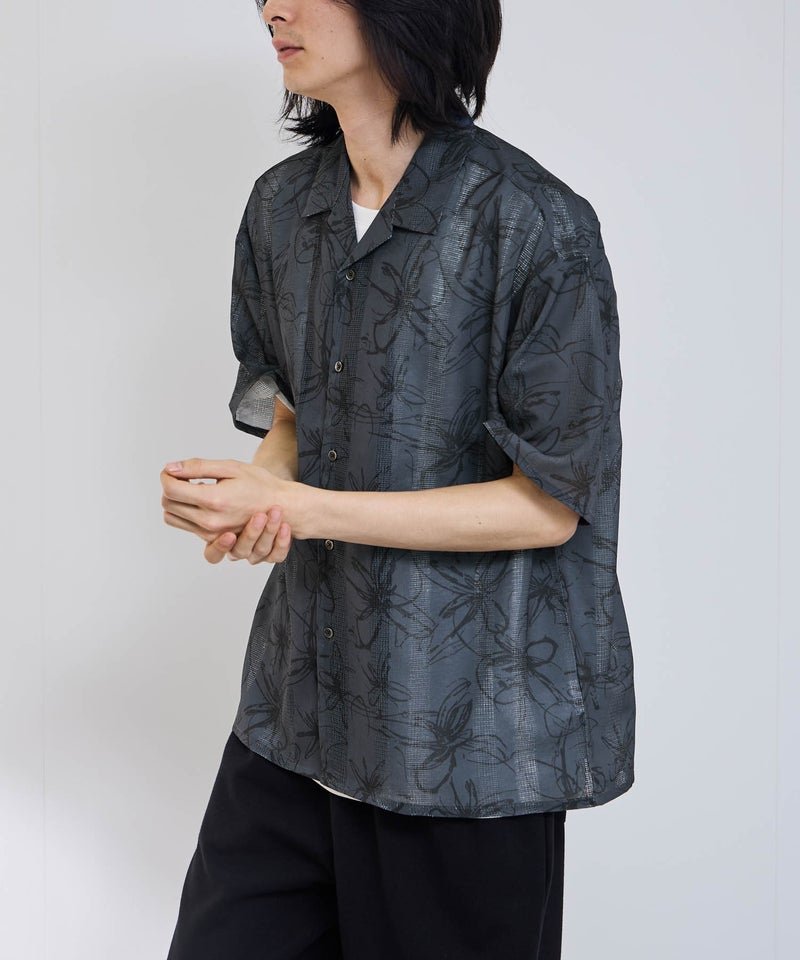 URBAN COLLECTION  ストライプ 総柄オープンカラーシャツ メンズ商品画像-9