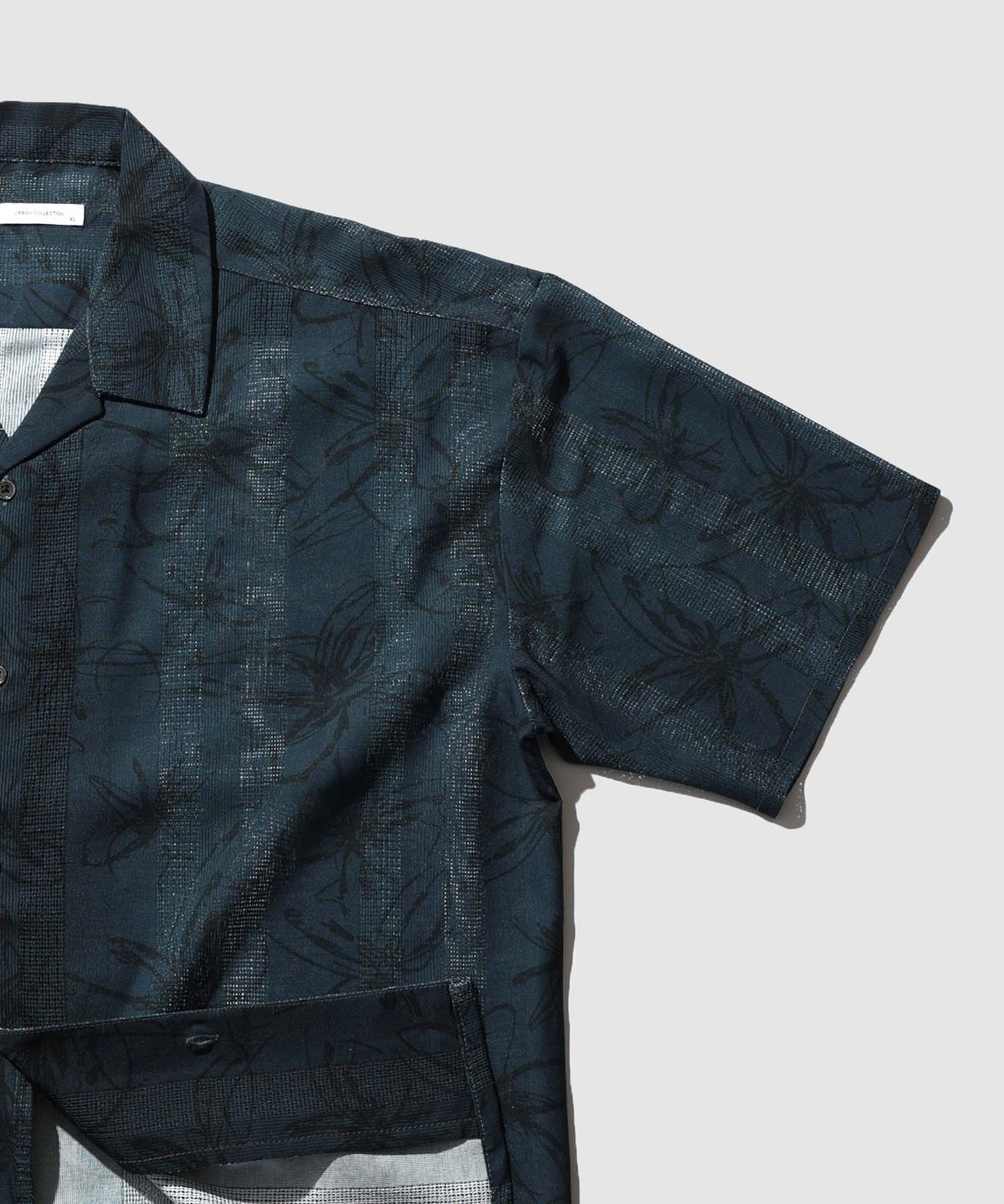 URBAN COLLECTION ストライプ 総柄オープンカラーシャツ メンズ