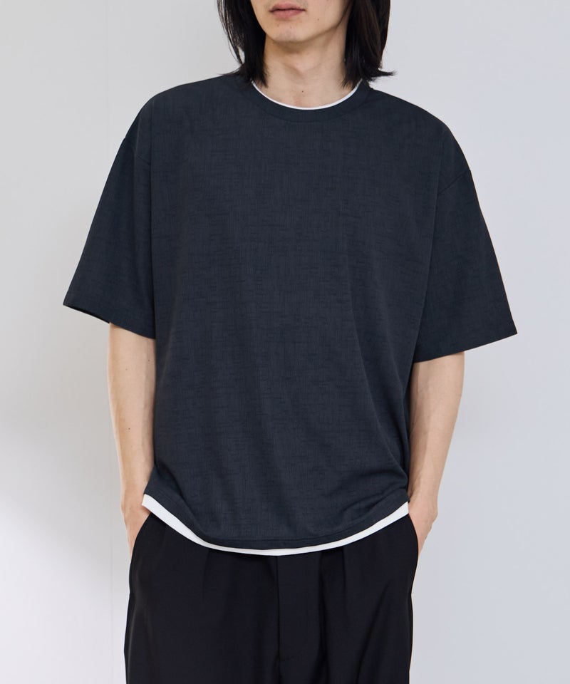 URBAN COLLECTION 杢調梨地 ボックスシルエット フェイクレイヤードTシャツ メンズ メール便 対応商品商品画像-1