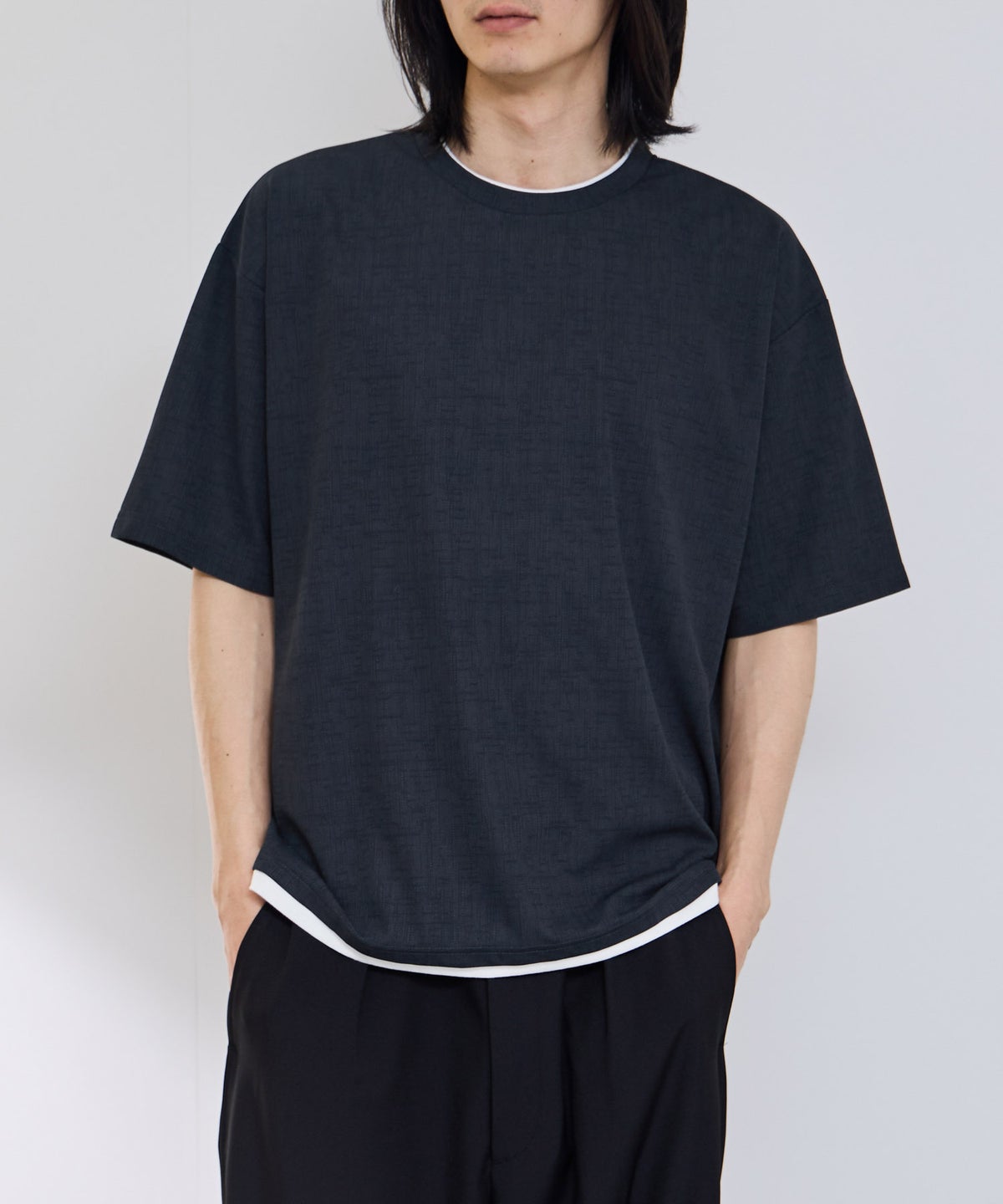 URBAN COLLECTION 杢調梨地 ボックスシルエット フェイクレイヤードTシャツ メンズ メール便 対応商品