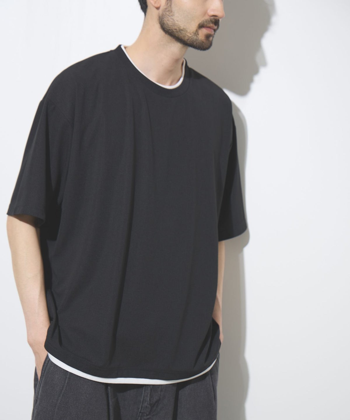 URBAN COLLECTION 杢調梨地 ボックスシルエット フェイクレイヤードTシャツ メンズ メール便 対応商品