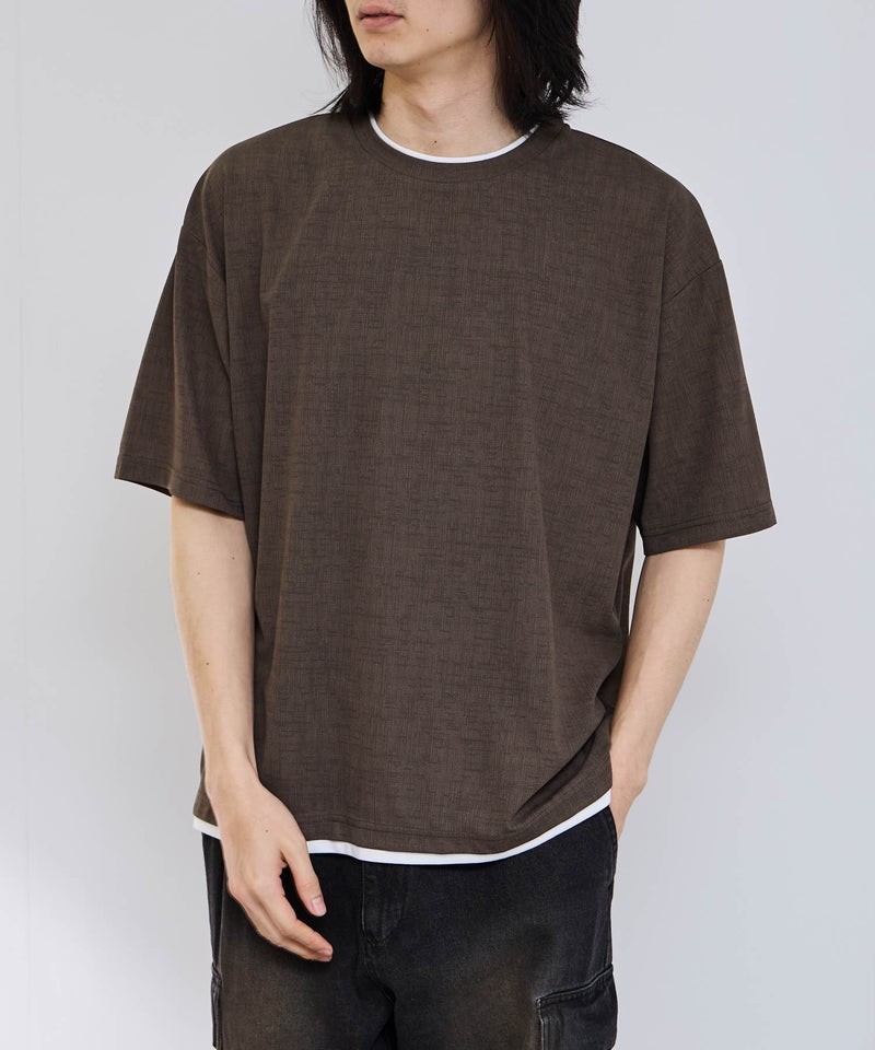 URBAN COLLECTION 杢調梨地 ボックスシルエット フェイクレイヤードTシャツ メンズ メール便 対応商品商品画像-5