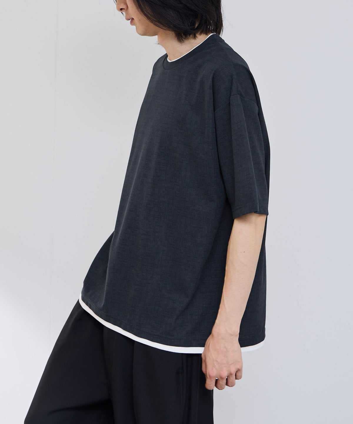 URBAN COLLECTION 杢調梨地 ボックスシルエット フェイクレイヤードTシャツ メンズ メール便 対応商品