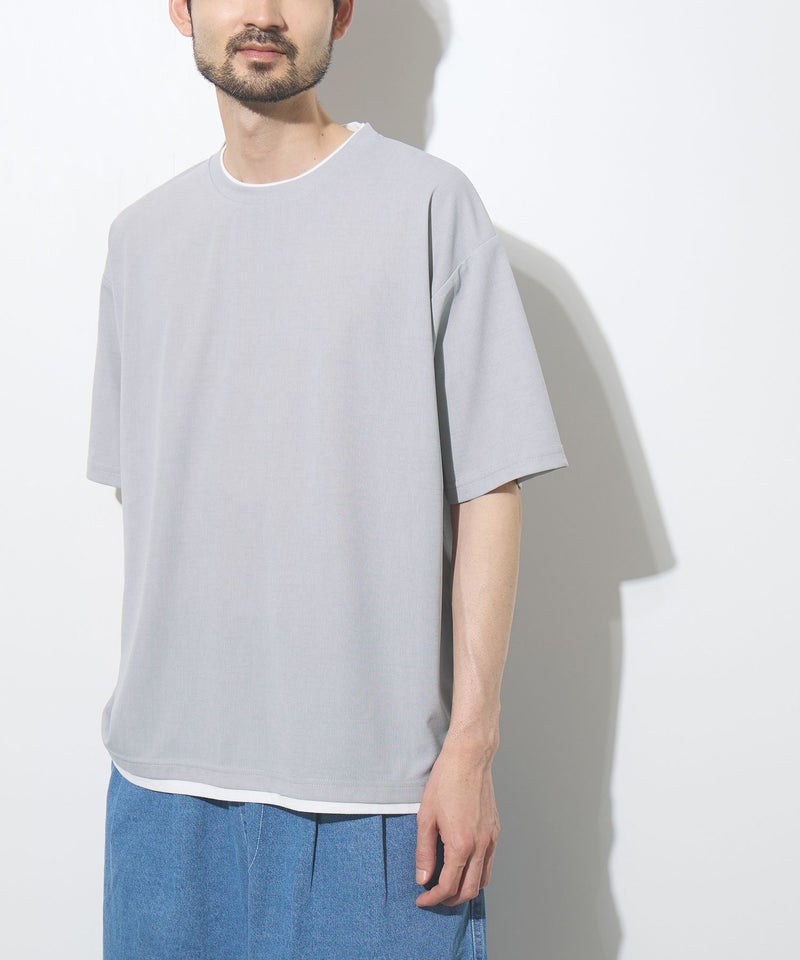 URBAN COLLECTION  杢調梨地 ボックスシルエット フェイクレイヤードTシャツ メンズ メール便 対応商品商品画像-6