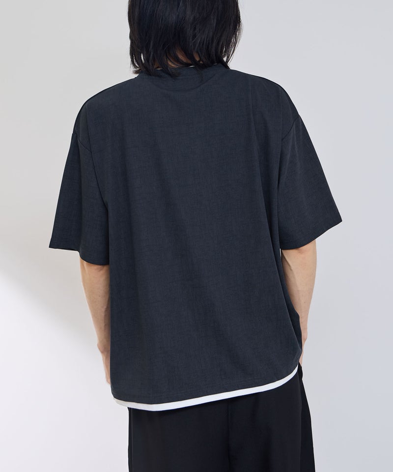 URBAN COLLECTION 杢調梨地 ボックスシルエット フェイクレイヤードTシャツ メンズ メール便 対応商品商品画像-7
