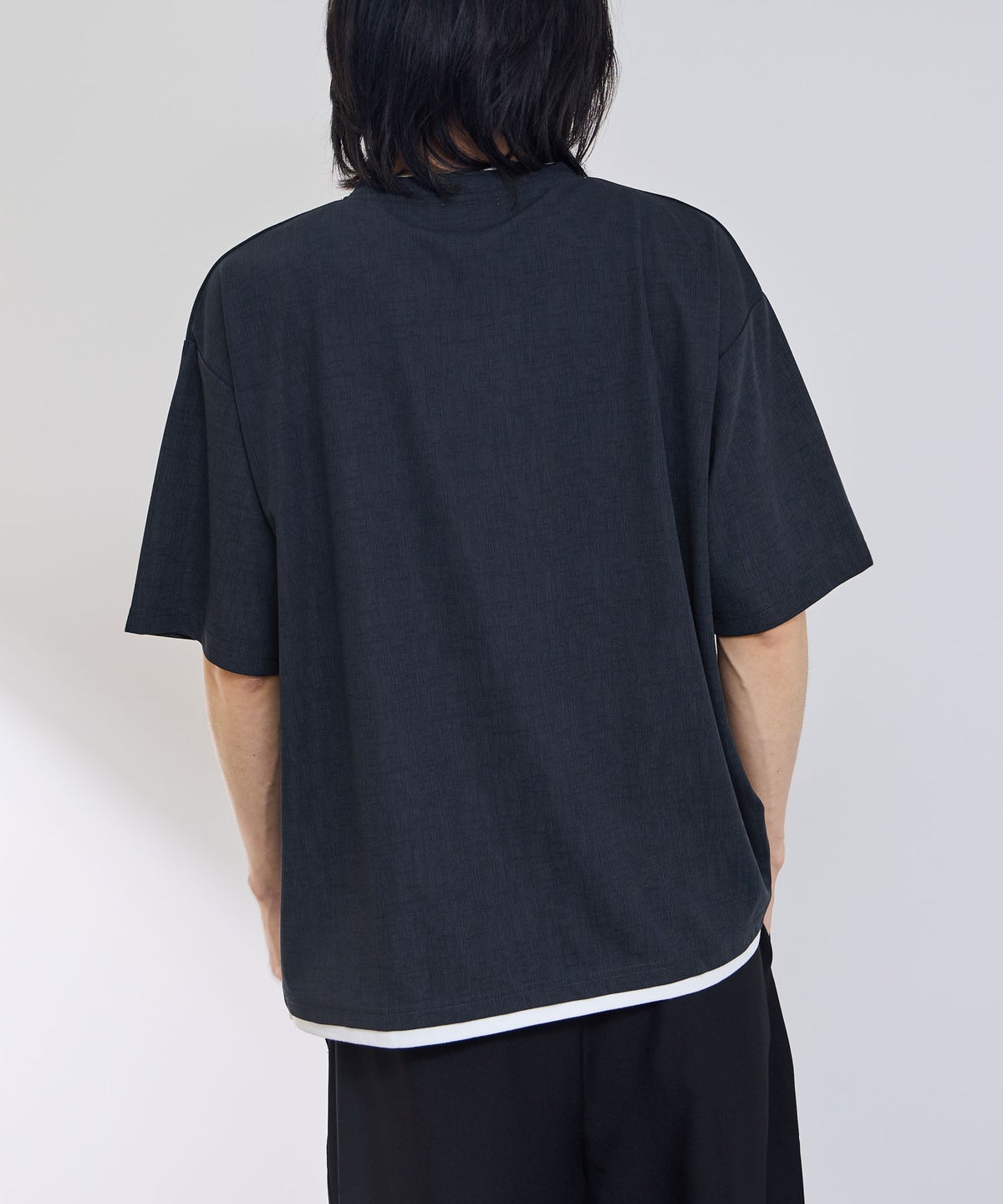 URBAN COLLECTION 杢調梨地 ボックスシルエット フェイクレイヤードTシャツ メンズ メール便 対応商品