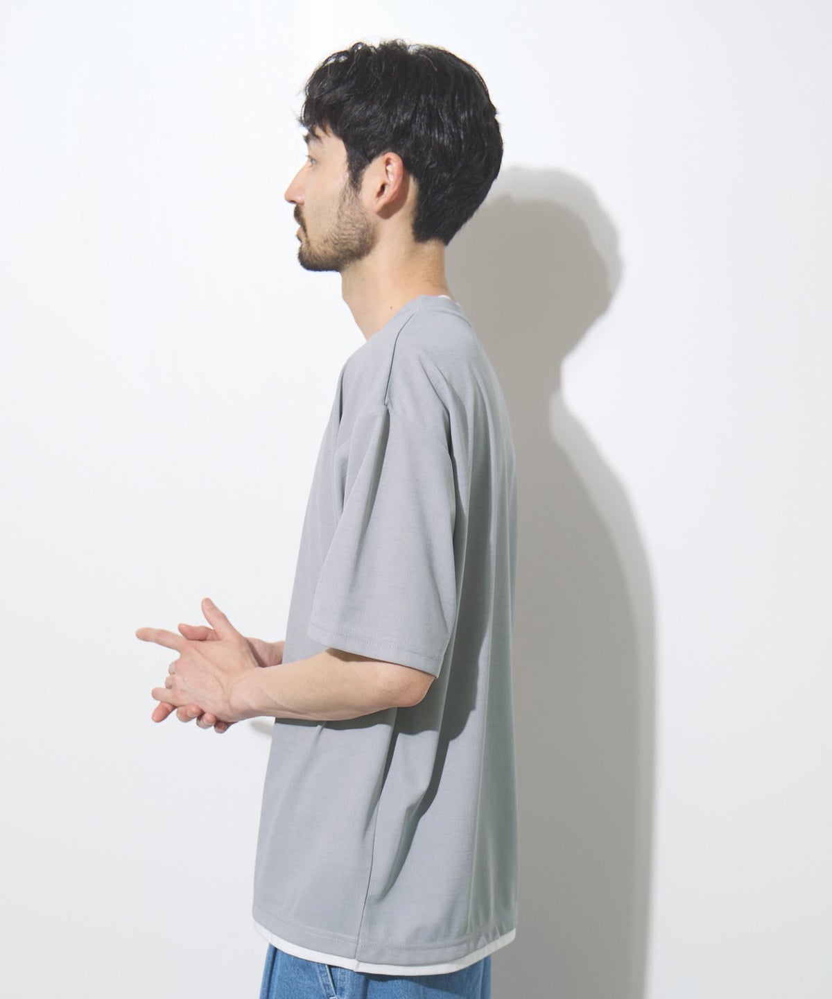 URBAN COLLECTION 杢調梨地 ボックスシルエット フェイクレイヤードTシャツ メンズ メール便 対応商品