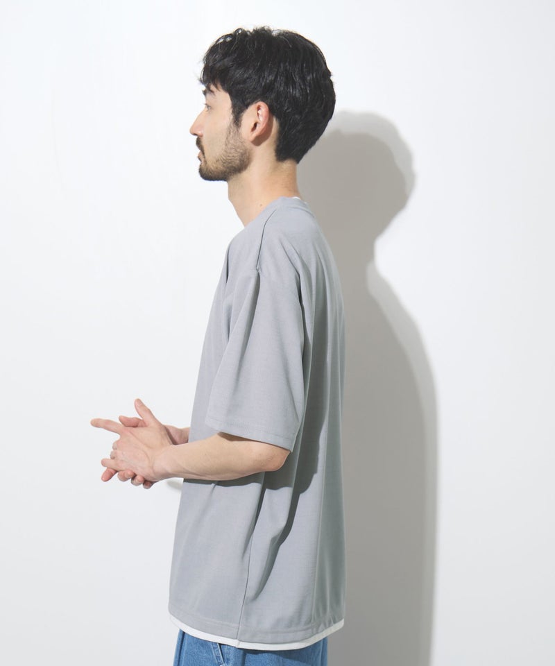 URBAN COLLECTION  杢調梨地 ボックスシルエット フェイクレイヤードTシャツ メンズ メール便 対応商品商品画像-7