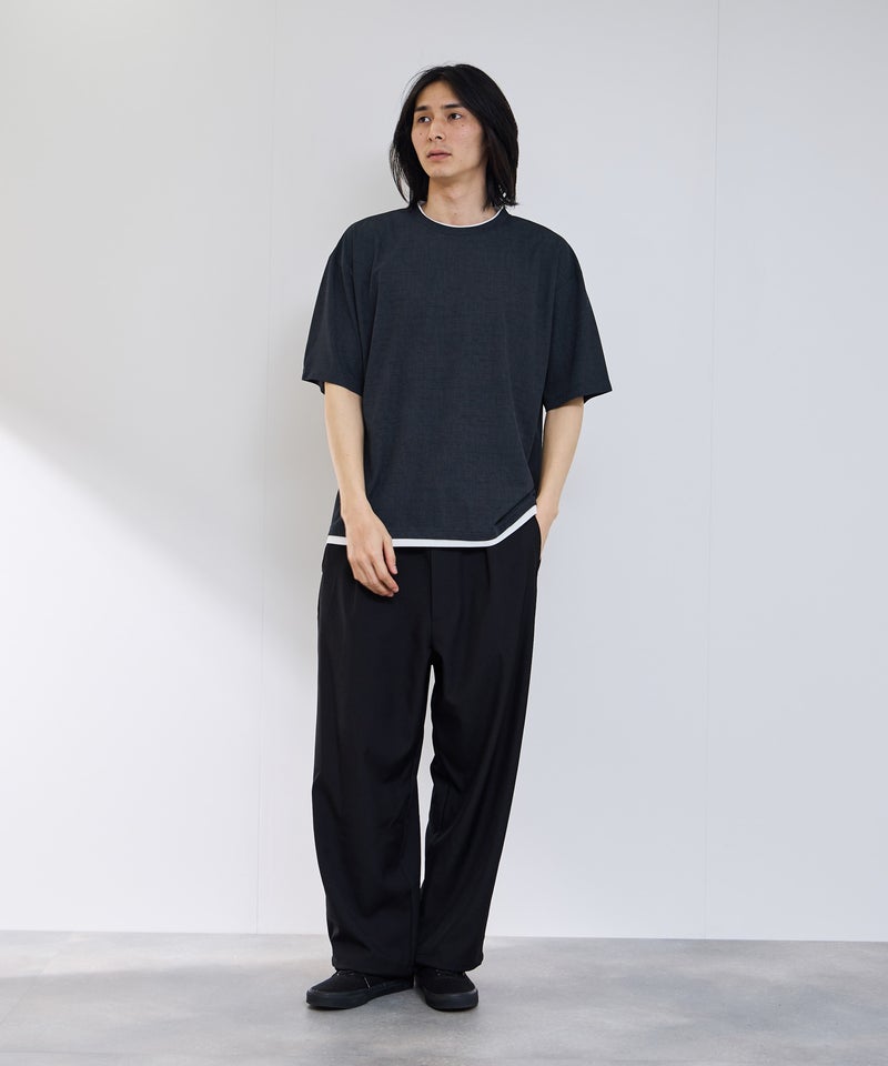 URBAN COLLECTION 杢調梨地 ボックスシルエット フェイクレイヤードTシャツ メンズ メール便 対応商品商品画像-8