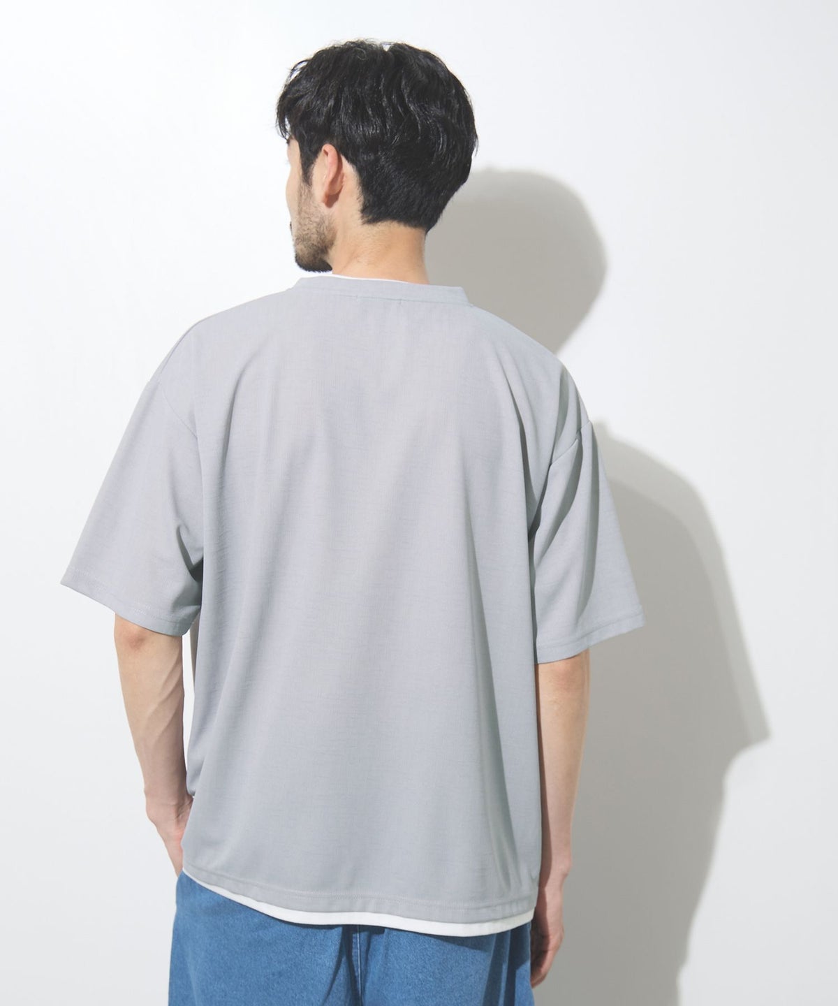 URBAN COLLECTION 杢調梨地 ボックスシルエット フェイクレイヤードTシャツ メンズ メール便 対応商品