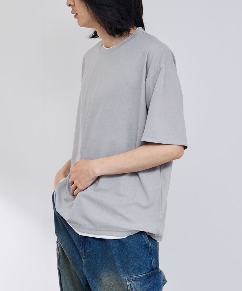URBAN COLLECTION 杢調梨地 ボックスシルエット フェイクレイヤードTシャツ メンズ メール便 対応商品商品画像-9