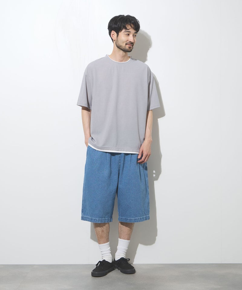 URBAN COLLECTION  杢調梨地 ボックスシルエット フェイクレイヤードTシャツ メンズ メール便 対応商品商品画像-11