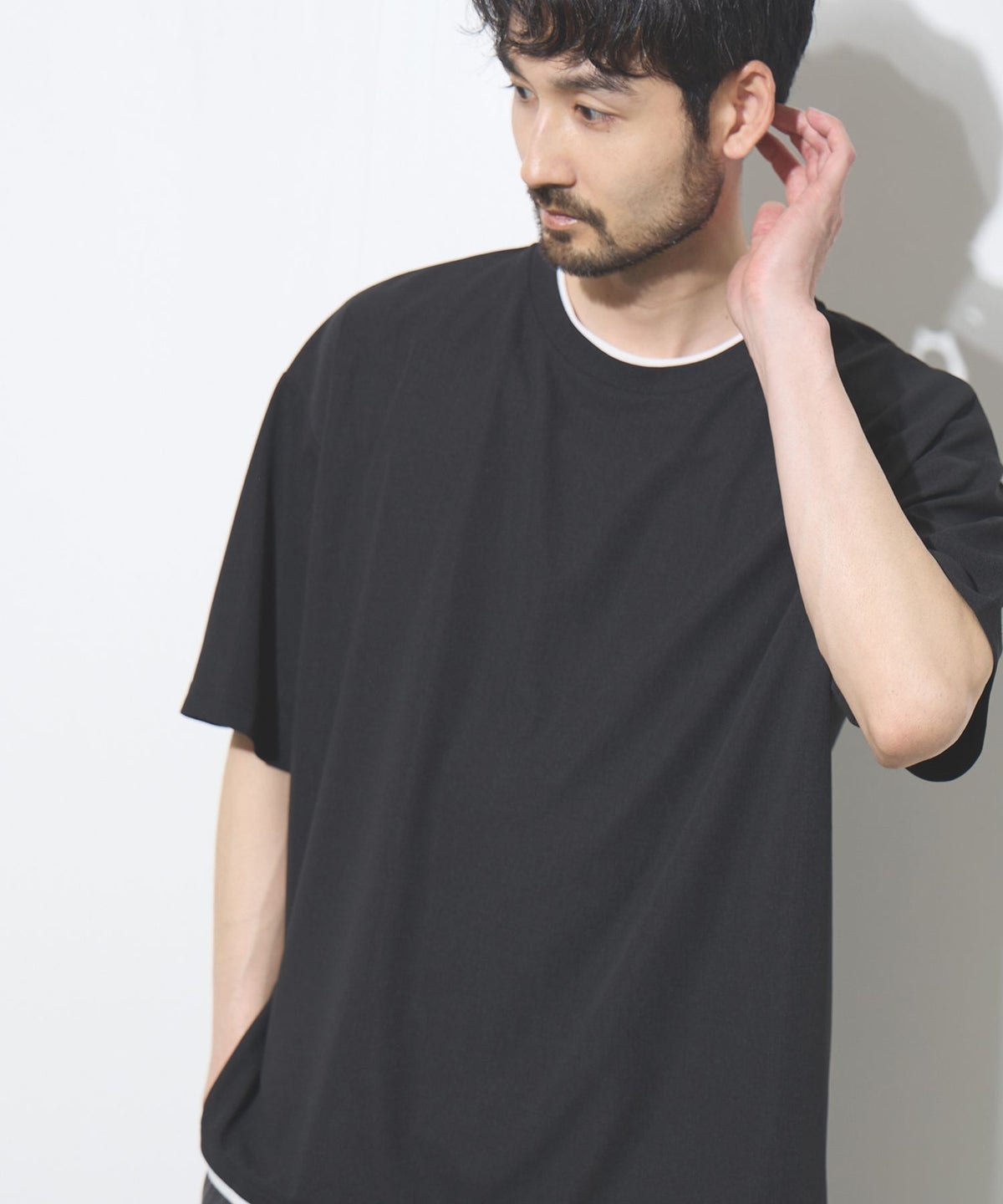 URBAN COLLECTION 杢調梨地 ボックスシルエット フェイクレイヤードTシャツ メンズ メール便 対応商品