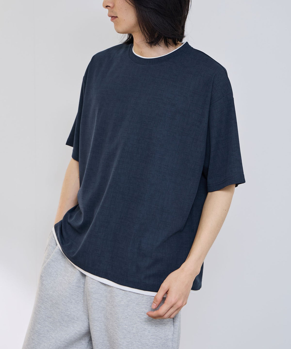 URBAN COLLECTION 杢調梨地 ボックスシルエット フェイクレイヤードTシャツ メンズ メール便 対応商品