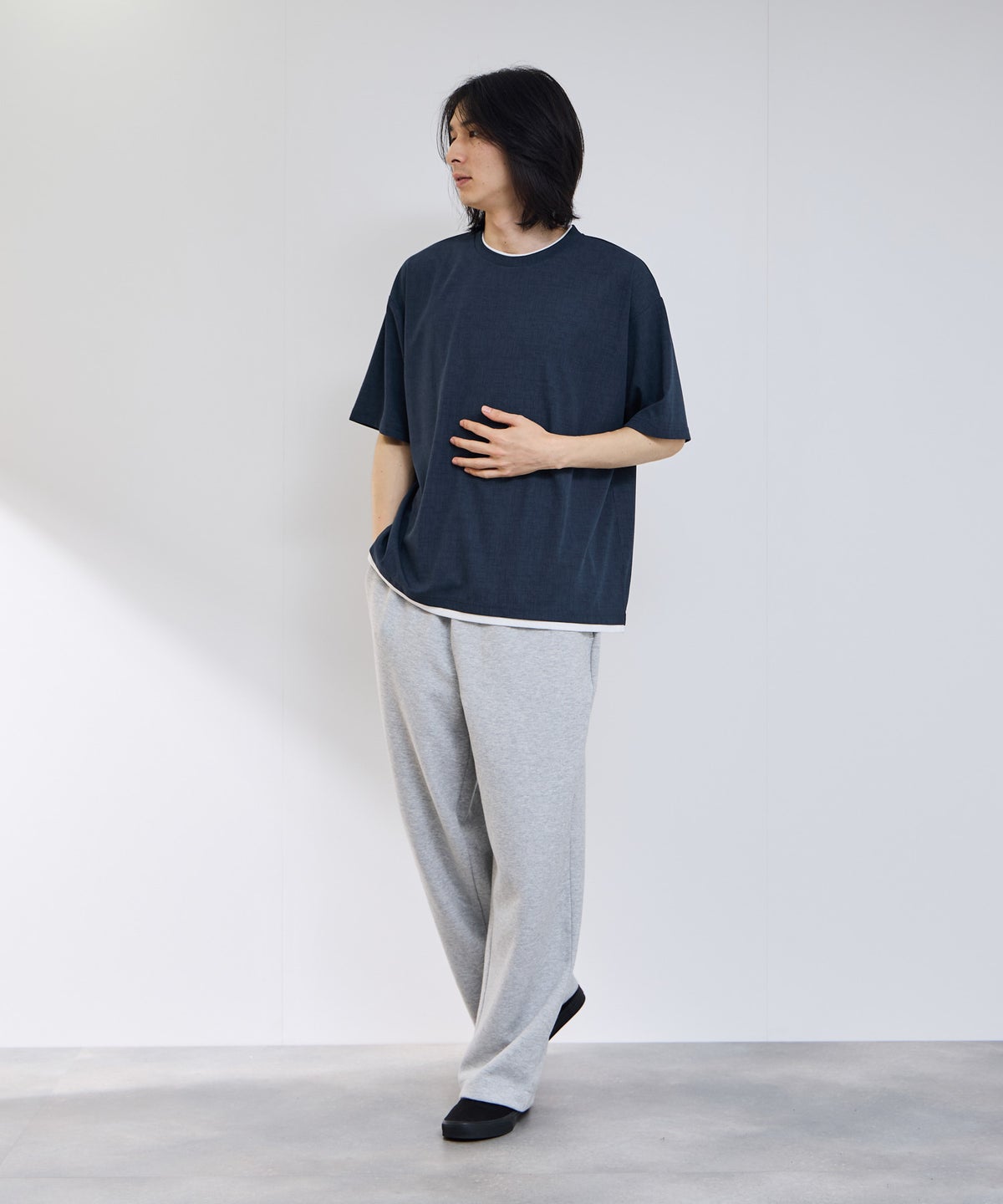 URBAN COLLECTION 杢調梨地 ボックスシルエット フェイクレイヤードTシャツ メンズ メール便 対応商品