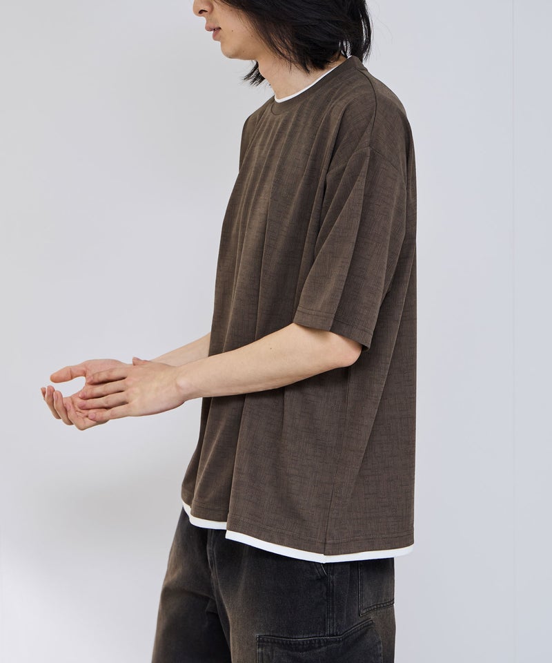 URBAN COLLECTION 杢調梨地 ボックスシルエット フェイクレイヤードTシャツ メンズ メール便 対応商品商品画像-15
