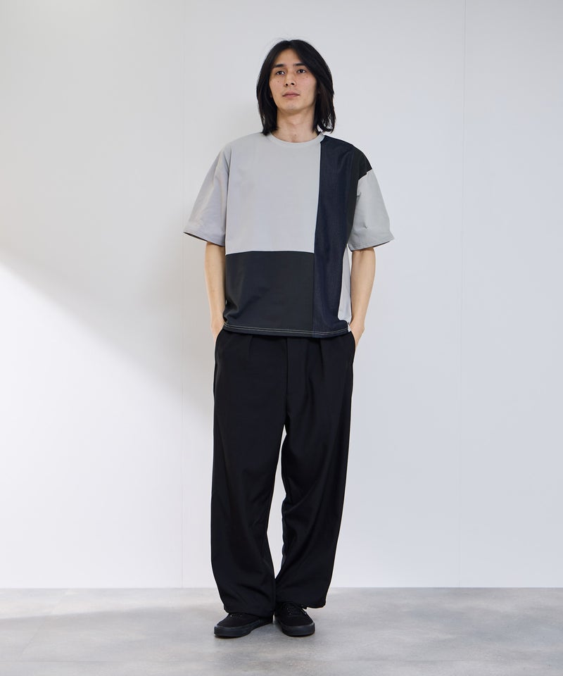 URBAN COLLECTION 天竺 異素材ブロック切替 ルーズシルエットTシャツ メンズ メール便 対応商品商品画像-10