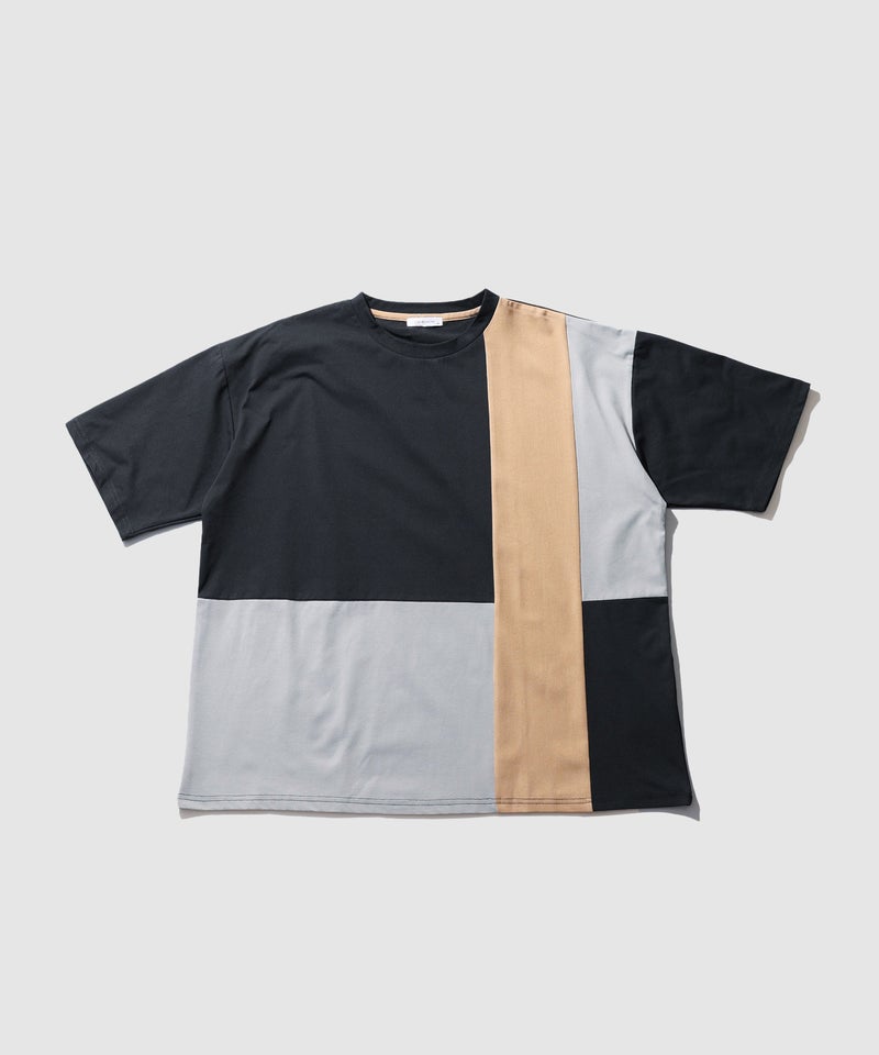URBAN COLLECTION 天竺 異素材ブロック切替 ルーズシルエットTシャツ メンズ メール便 対応商品商品画像-16