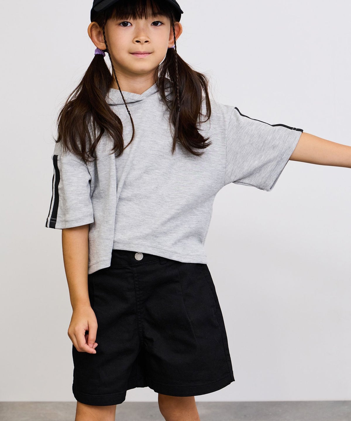 NAVY ストレッチツイル ハイウエストショートパンツ キッズ