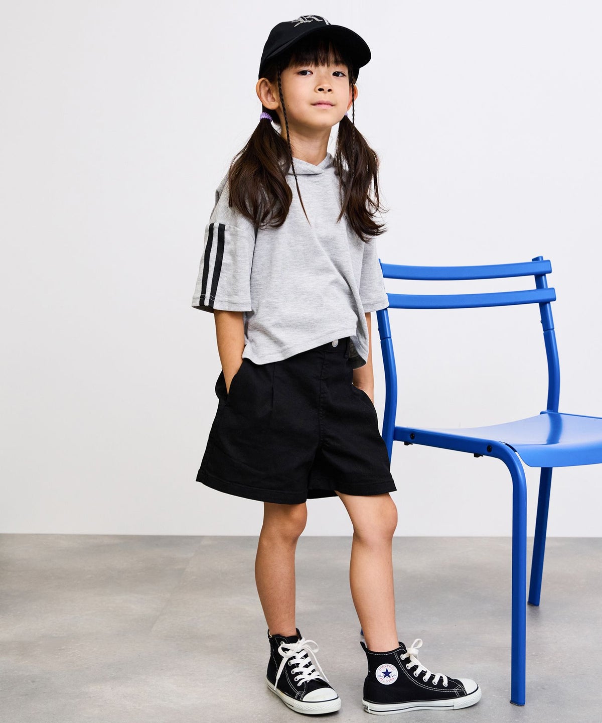 NAVY ストレッチツイル ハイウエストショートパンツ キッズ