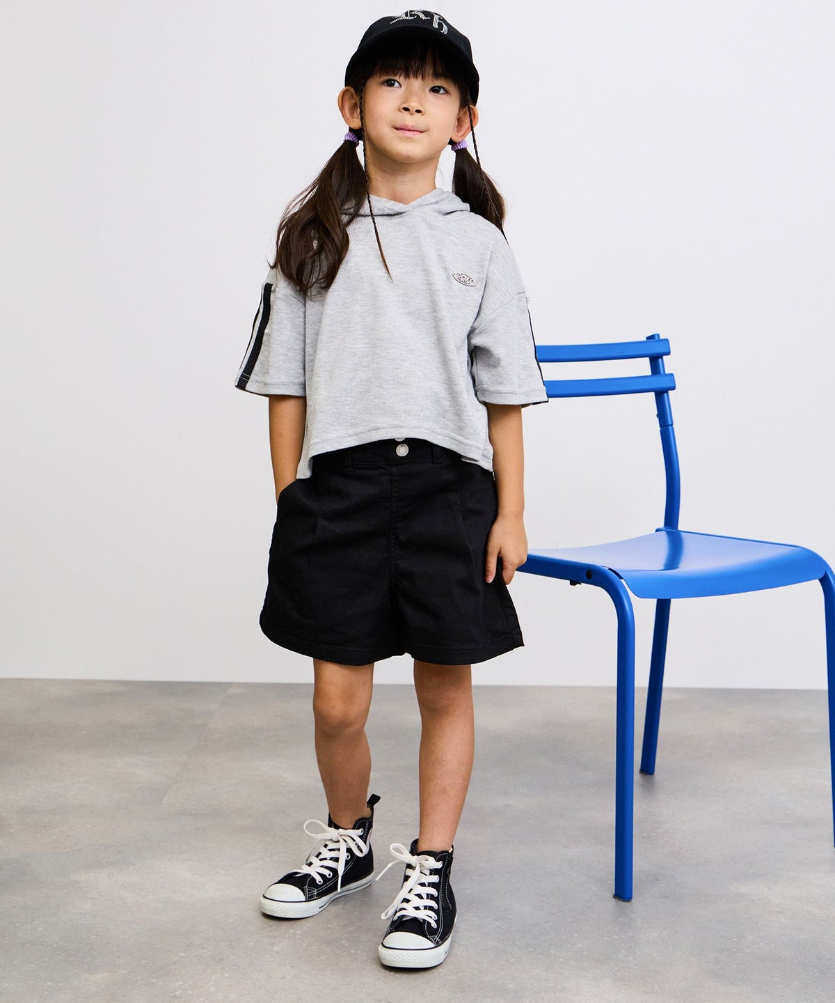 NAVY ストレッチツイル ハイウエストショートパンツ キッズ