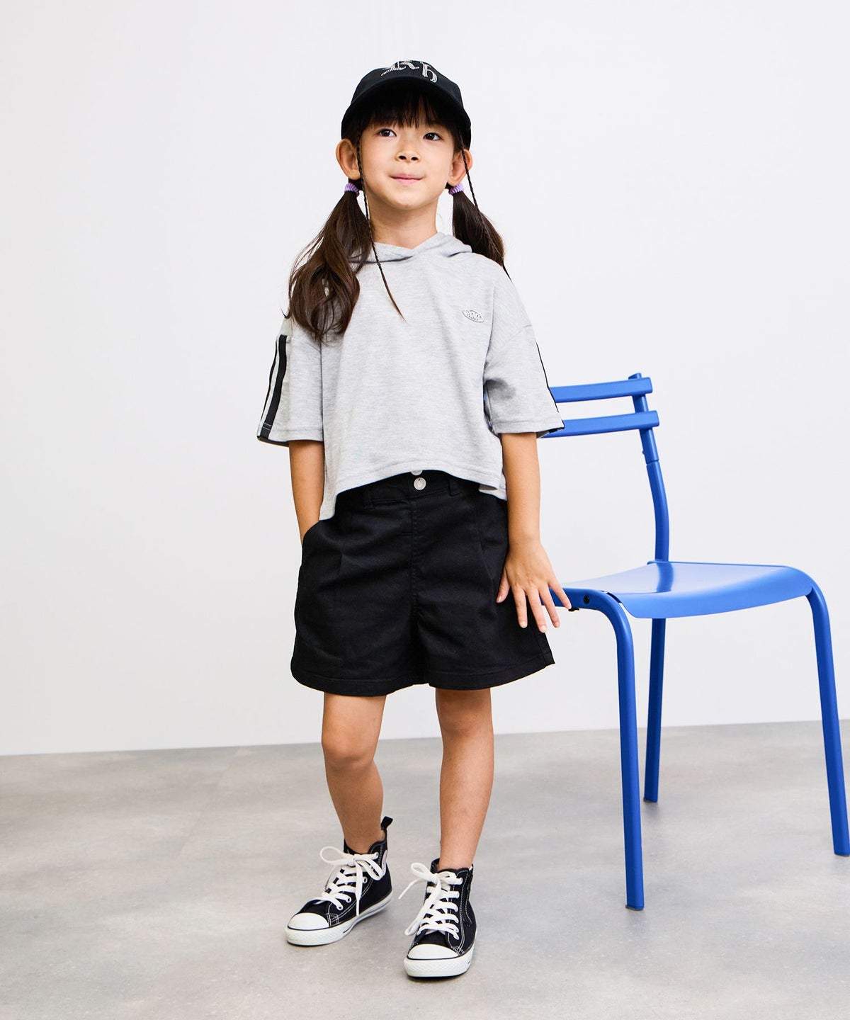 NAVY ストレッチツイル ハイウエストショートパンツ キッズ