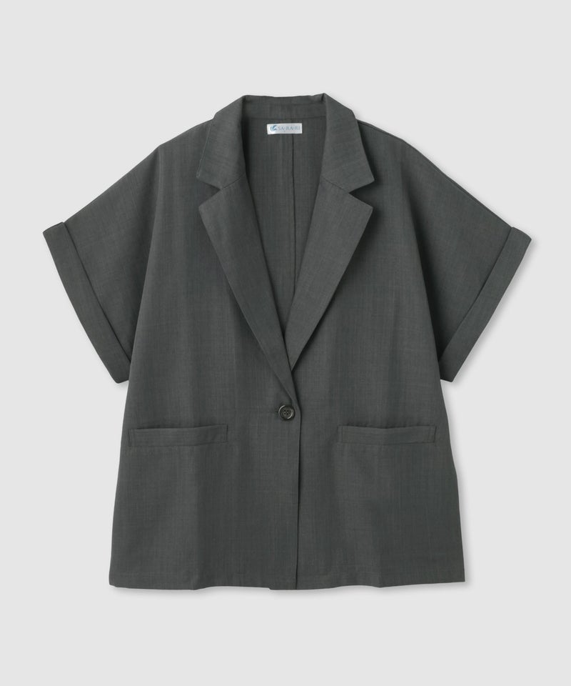 NAVY  SARARI リネンライク 半袖シャツジャケット レディース商品画像-2