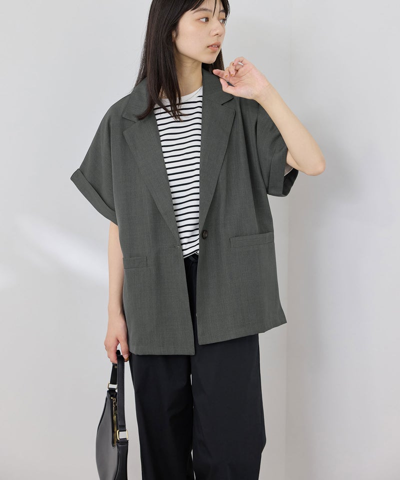 NAVY SARARI リネンライク 半袖シャツジャケット レディース商品画像-2