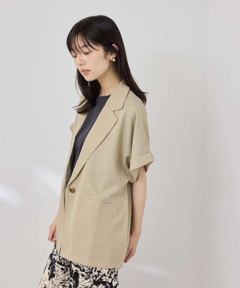 NAVY SARARI リネンライク 半袖シャツジャケット レディース商品画像-4
