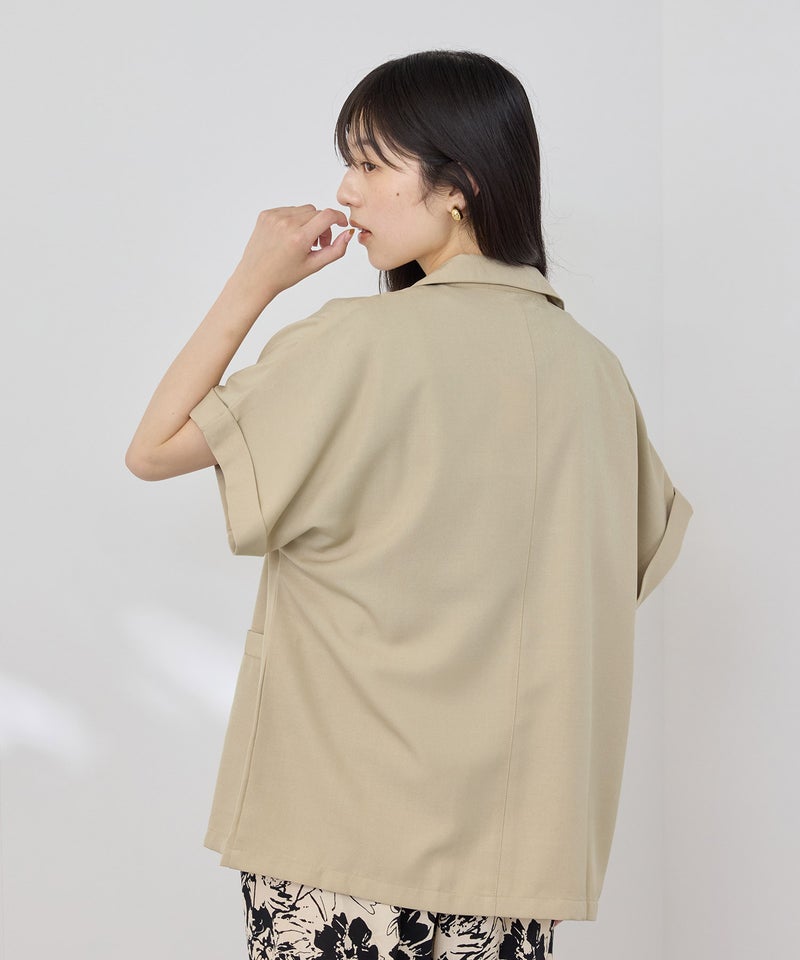 NAVY SARARI リネンライク 半袖シャツジャケット レディース商品画像-5