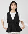 NAVY  SARARI サッカーチェック ギャザーペプラムジレ レディース商品サムネイル-1