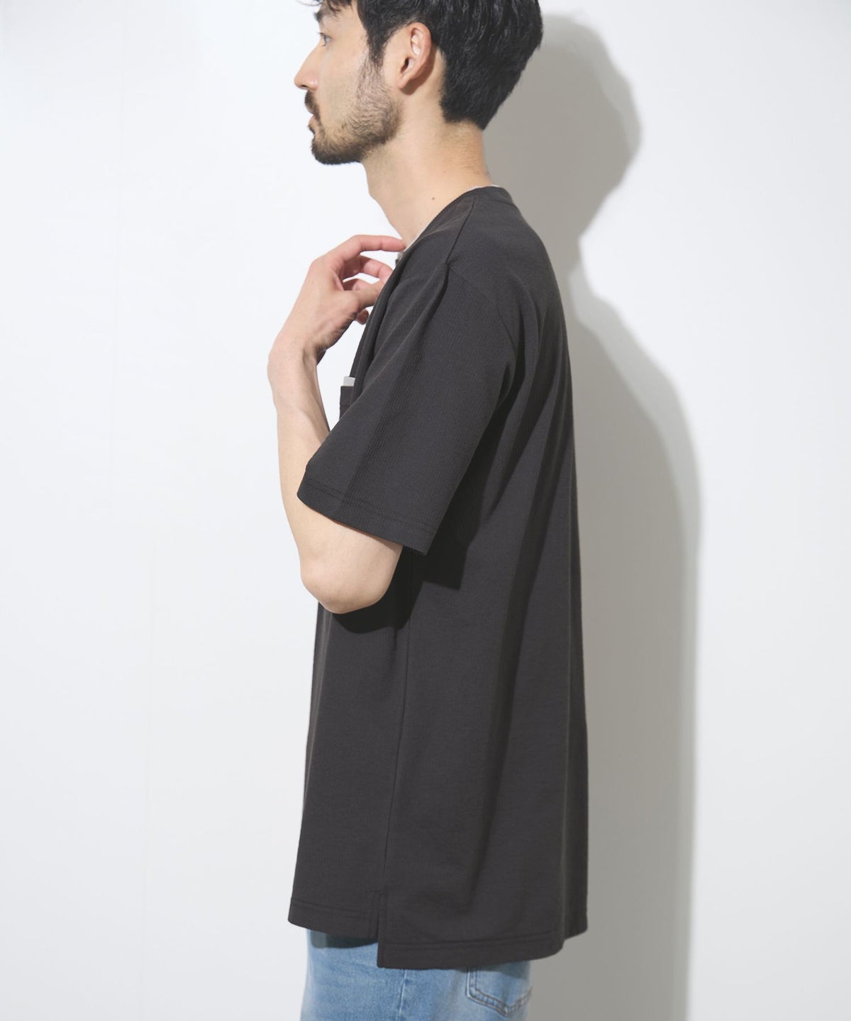 NAVY SARARI 冷感フェイクレイヤード ポケット半袖Tシャツ メンズ メール便 対応商品