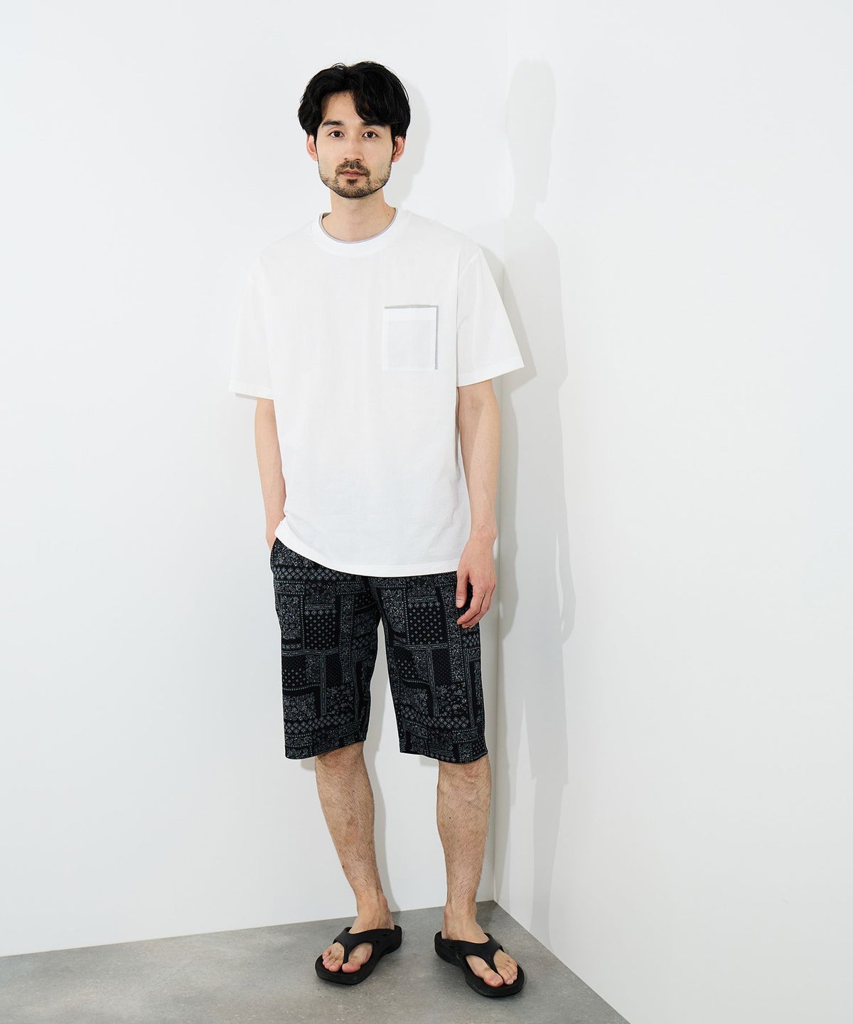 NAVY SARARI 冷感フェイクレイヤード ポケット半袖Tシャツ メンズ メール便 対応商品
