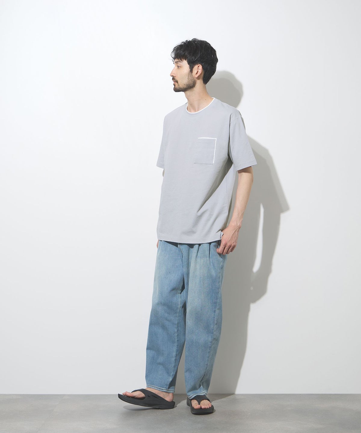 NAVY SARARI 冷感フェイクレイヤード ポケット半袖Tシャツ メンズ メール便 対応商品