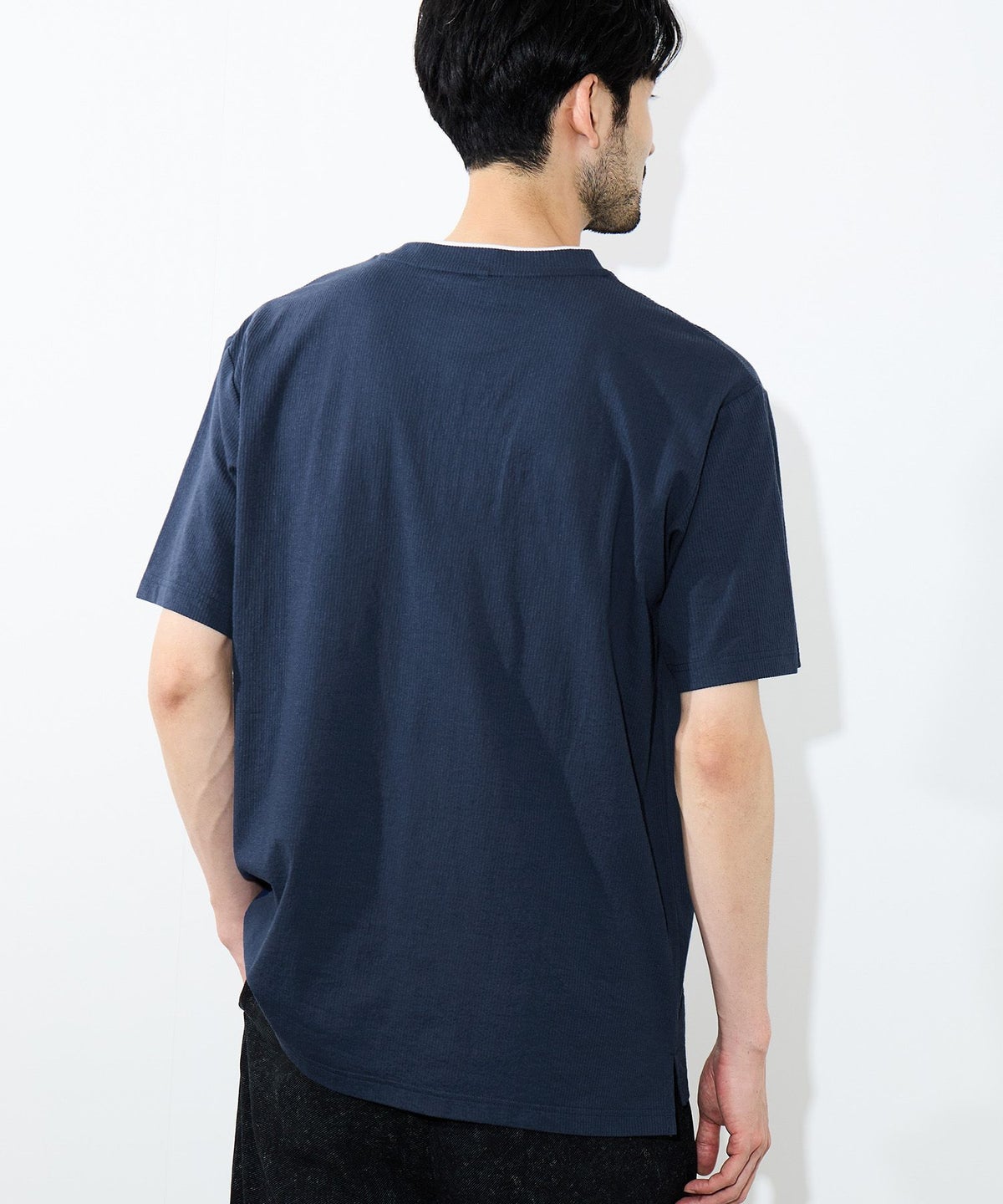 NAVY SARARI 冷感フェイクレイヤード ポケット半袖Tシャツ メンズ メール便 対応商品