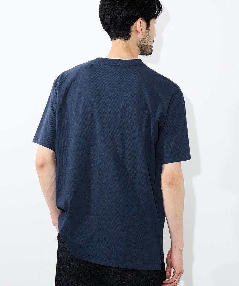 NAVY SARARI 冷感フェイクレイヤード ポケット半袖Tシャツ メンズ メール便 対応商品商品画像-19