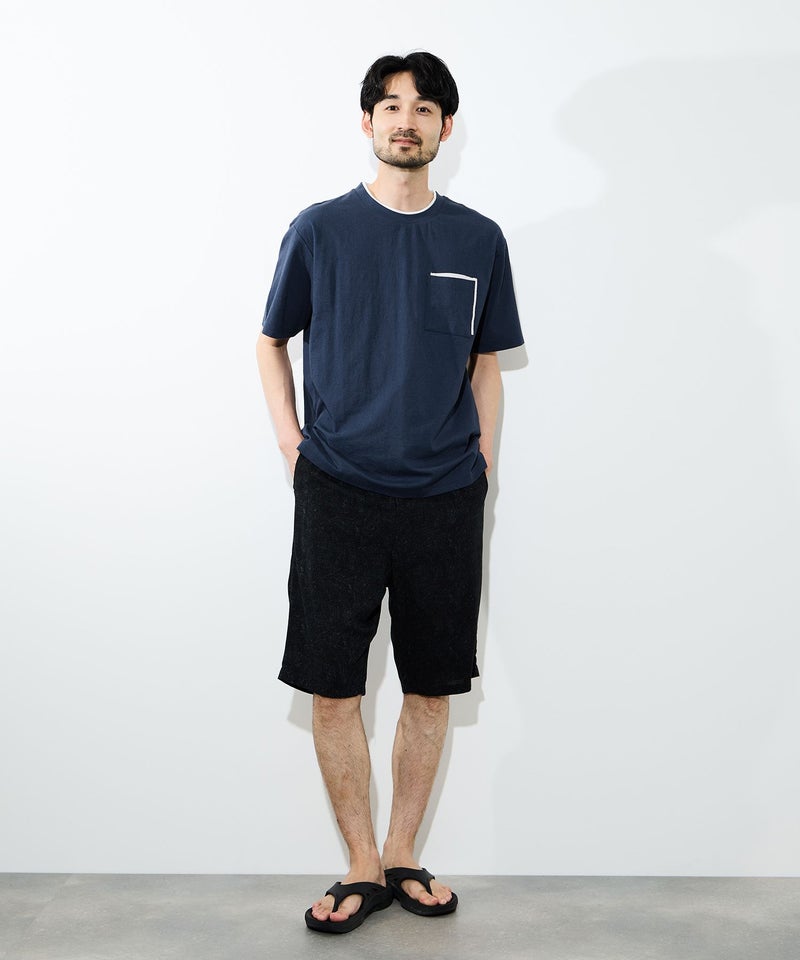 [値下げ]NAVY  SARARI 冷感フェイクレイヤード ポケット半袖Tシャツ メンズ メール便 対応商品商品画像-21
