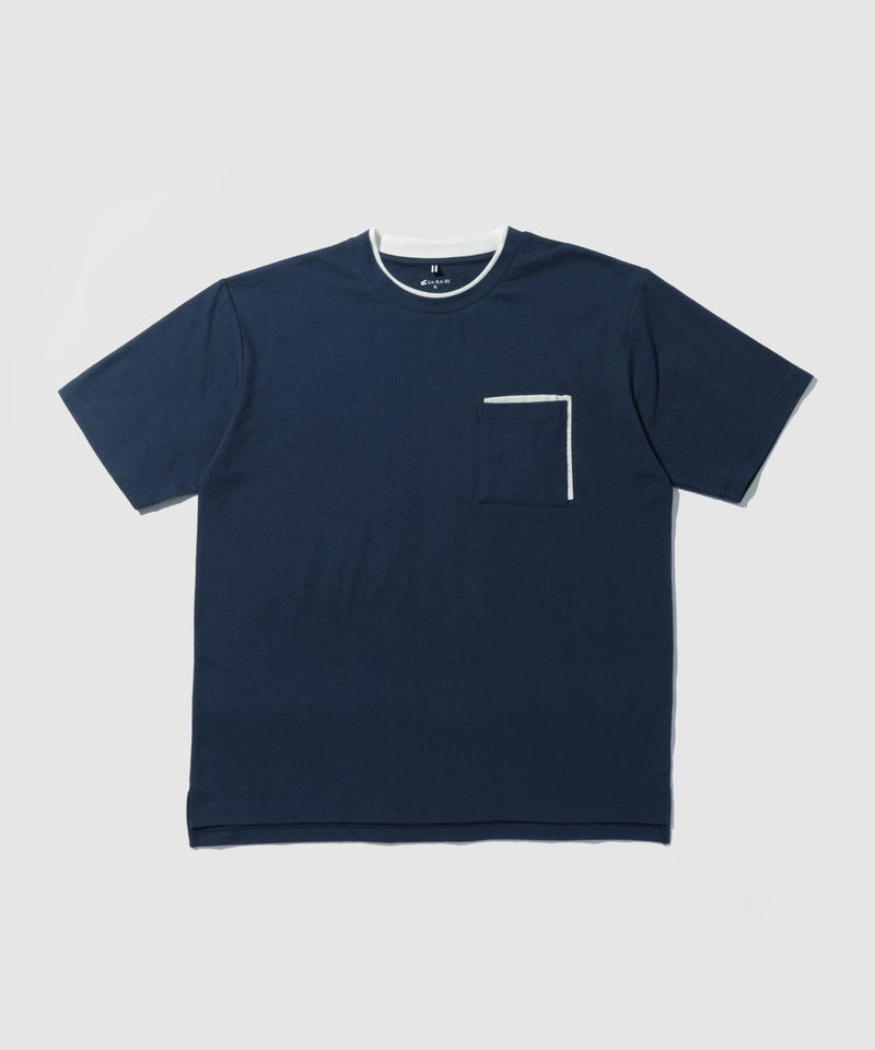 NAVY SARARI 冷感フェイクレイヤード ポケット半袖Tシャツ メンズ メール便 対応商品商品画像-26