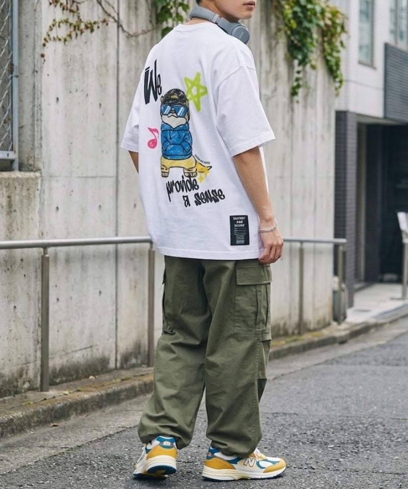 アニマル 発泡プリント半袖Tシャツ カワウソ メンズ メール便 対応商品商品画像-1