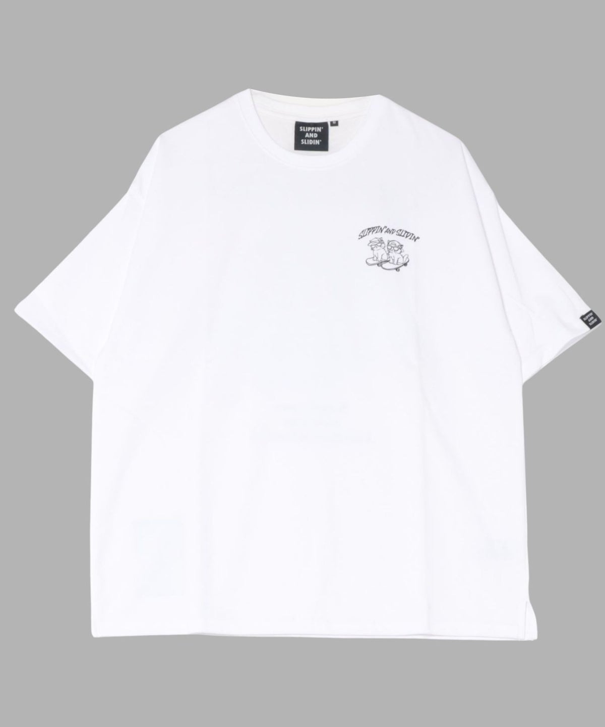 アニマル 発泡プリント半袖Tシャツ 猫スケボー メンズ メール便 対応商品