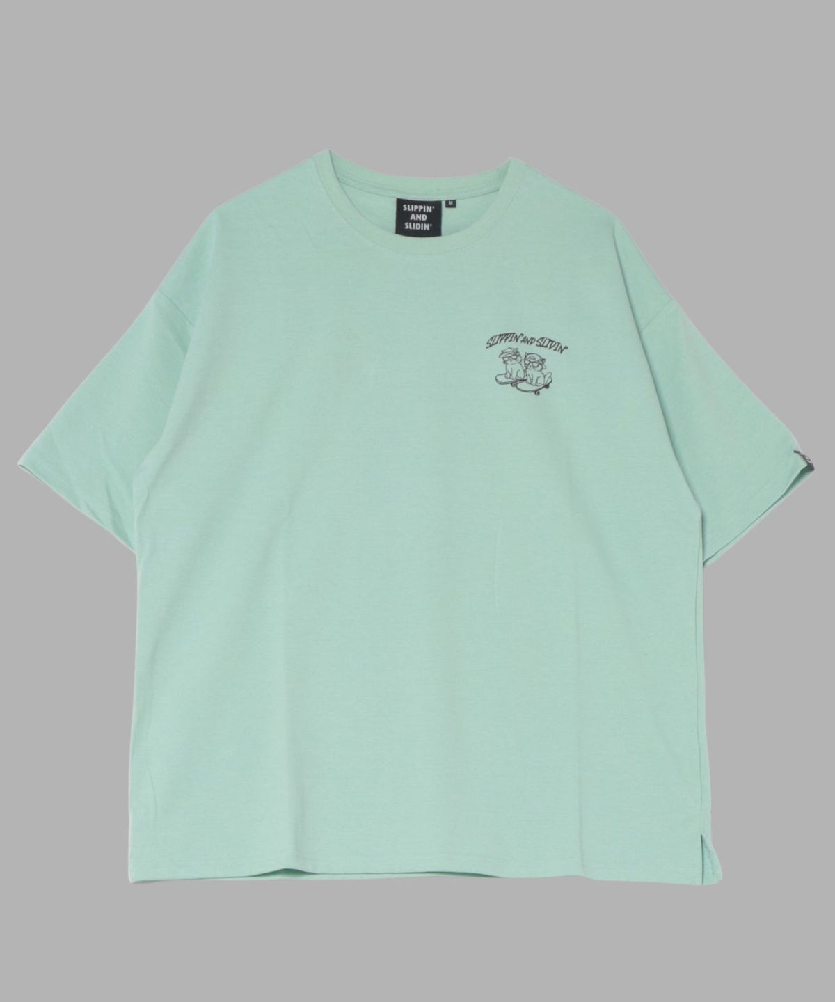 アニマル 発泡プリント半袖Tシャツ 猫スケボー メンズ メール便 対応商品
