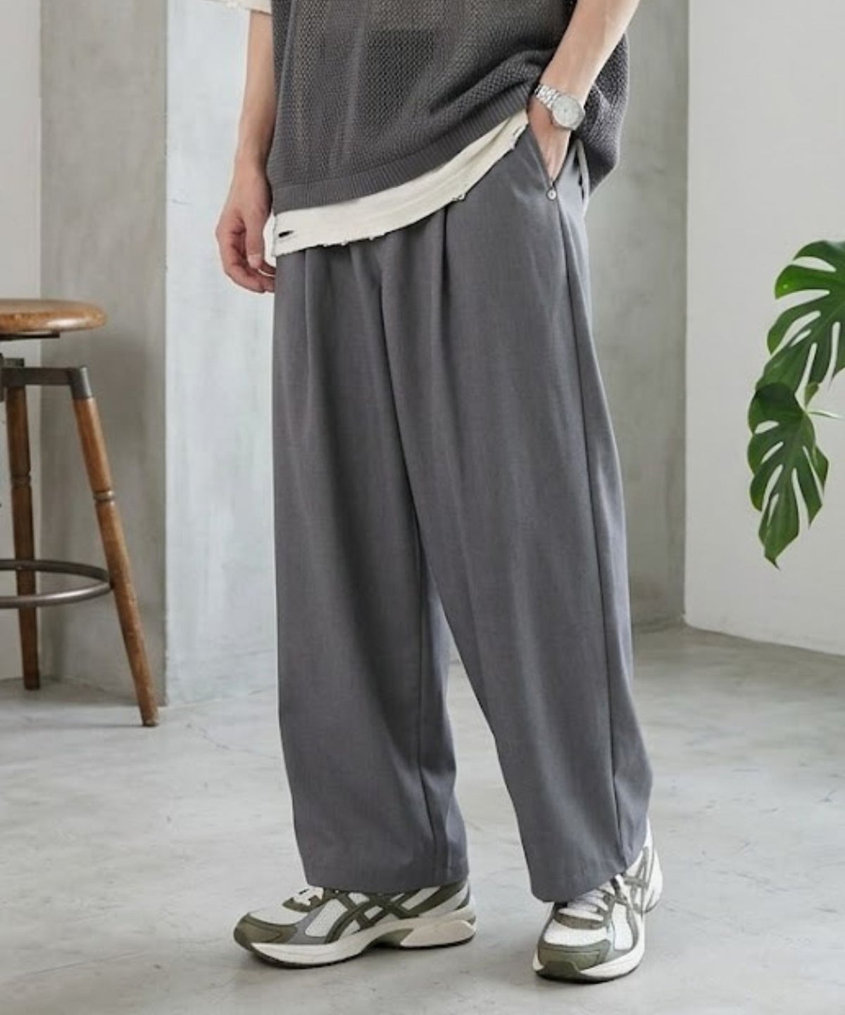 URBAN COLLECTION ツイルタックカーブスラックス メンズ